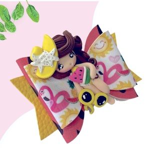 Pretty Doll Hair Bow with Clay for Girls